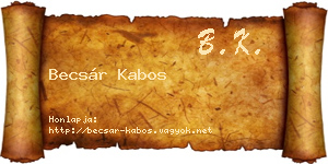 Becsár Kabos névjegykártya